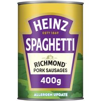 Heinz Spaghetti In a Rich Tomato Sauce With Richmond Pork Sausages 400g