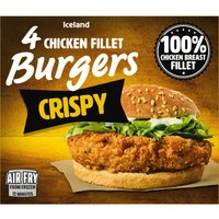 Iceland 4 Chicken Fillet Burgers Crispy 400g
