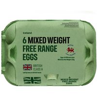 Iceland 6 Mixed Weight Free Range Eggs