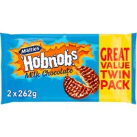 McVitie's Hobnob's The Oaty One Milk Chocolate Biscuits Twin Pack 2 x 262g, 524g