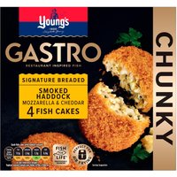 Young's Gastro Signature Breaded Smoked Haddock Mozzarella & Cheddar 4 Fish Cakes 400g