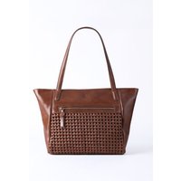 Waverton Woven Leather Tote Bag in Brown