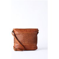 Storrs Woven Leather Cross Body Bag in Cognac