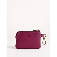 Leather Coin Keyring Purse in Cranberry