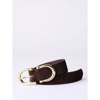 Bowness Suede Dual Buckle Belt in Chocolate