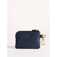 Leather Coin Keyring in Navy
