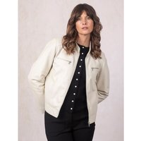 Forswick Leather Racer Jacket in White