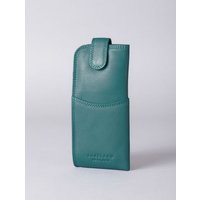 Leather Tab Glasses Case in Teal Green