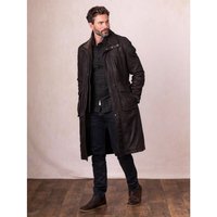 Kielder Long Leather Coat in Brown