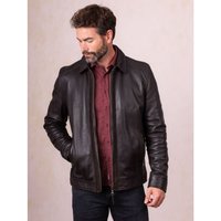 Renwickton Suede Trim Leather Jacket in Dark Brown