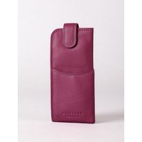 Leather Tab Glasses Case in Cranberry Pink