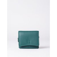 Small Leather Flapover Purse in Teal