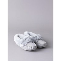 Ladies' Sheepskin Moccasins in Light Grey