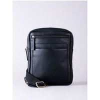 Explorer Leather Messenger Bag in Black