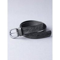 Embossed Leather Belt in Black