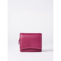Small Leather Flapover Purse in Cranberry Pink