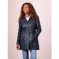 Ambleside Hooded Leather Coat in Navy