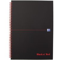Black N Red A4 Wirebound Hard Cover Notebook Ruled 140 Pages Matt Black/Red (Pack 5) - 100080173