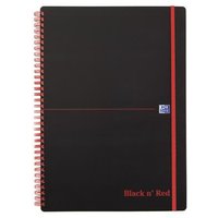 Black N Red A4 Wirebound Polypropylene Cover Notebook Ruled 140 Pages Black/Red (Pack 5) - 100080166