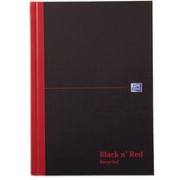 Black N Red A5 Casebound Hard Cover Notebook Recycled Ruled 192 Pages Matt Black (Pack 5) - 100080430