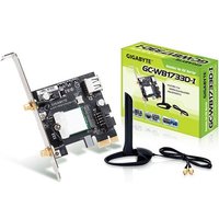 Gigabyte GC-WB1733D-I. Internal. Connectivity technology: Wireless Host interface: PCI Express Interface: WLAN / Bluetooth. Maximum data transfer rate: 1733 Mbit/s Top Wi-Fi standard: Wi-Fi 5 (802.11ac)