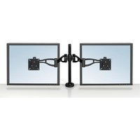 Fellowes Vista Dual Monitor Arm - Monitor Mount for 10KG 26 inch Screens - Ergonomic Adjustable Monitor Arm Desk Mount - Pan 180° Rotation 360°, VESA 75 x 75/100 x 100 - Black
