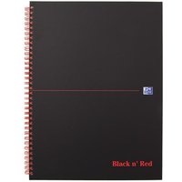 Black N Red A4+ Wirebound Hard Cover Notebook Ruled 140 Pages Matt Black/Red (Pack 5) - 100080218
