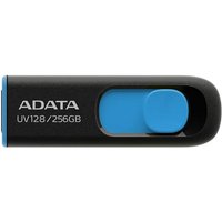 ADATA UV128. Capacity: 256 GB Device interface: USB Type-A USB version: 3.2 Gen 1 (3.1 Gen 1) Read speed: 100 MB/s. Form factor: Capless. Weight: 10 g. Product colour: Black Blue