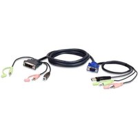 ATEN 2L-7DX2U. Cable length: 1.8 m Connector 1: VGA (D-Sub) + 3.5mm + USB Type-A Connector 2: DVI-I + 3.5mm + USB Type-B