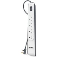 BELKIN BSV401af2M Surge Protected 4-Socket Extension Lead with USB - 2 m