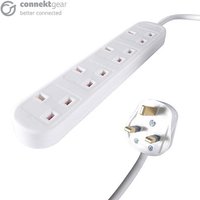 connektgear 5m 4 Way Power Extension Block - UK Plug to 4 x UK Sockets - White 5 m Indoor BS 1363 Type G Plastic White