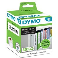 DYMO Authentic LabelWriter Lever Arch File Labels | 59 mm x 190 mm | Self Adhesive | Roll of 110 Easy-Peel Labels | for LabelWriter Label Makers | Made in Europe White Self-adhesive printer label Paper Permanent Rectangle LabelWriter