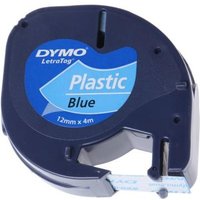DYMO Branded LetraTag Plastic Labels | 12 mm x 4 m Roll | Black Print on Blue Labels | MultipurposeSelf-Adhesive Labels for LetraTag Label Makers Black on blue Polyester Belgium DYMO LetraTag 100T LetraTag 100H 1.2 cm