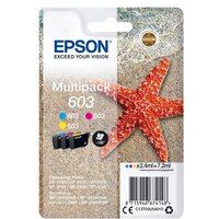 Epson Multipack 3-colours 603 Ink. Cartridge capacity: Standard Yield Supply type: Multi pack Colour ink page yield: 130 pages Colour ink volume: 2.4 ml Printing colours: Cyan Magenta Yellow Quantity per pack: 1 pc(s)