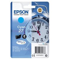 Epson Alarm clock Singlepack Cyan 27 DURABrite Ultra Ink. Cartridge capacity: Standard Yield Supply type: Single pack Colour ink page yield: 300 pages Colour ink volume: 3.6 ml Printing colours: Cyan Quantity per pack: 1 pc(s)
