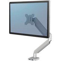 Fellowes Platinum Series Monitor Arm - Monitor Mount for 8KG 40 Inch Screens - Adjustable Monitor Desk Mount - Tilt 45 Pan 180 Swivel 360 Rotation 360 VESA 75 x 75/100 x 100 - Silver