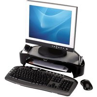 Fellowes Computer Monitor Stand with 3 Height Adjustments - Smart Suites Monitor Riser Plus with Storage Area - Ergonomic Adjustable Monitor Stand for Computers - Max Weight 10KG/Max Size 21" - Black Freestanding 10 kg 53.3 cm (21") Height adjust