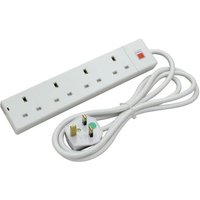 Lindy 2m 4-Way UK Mains Power Extension White. AC outlets quantity: 4 AC outlet(s) Nominal input voltage: 250 V AC input frequency: 50 Hz. Product colour: White. Cable length: 2 m Weight: 410 g