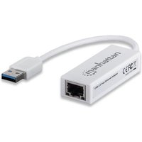 Manhattan USB-A Fast Ethernet Adapter, 10/100 Mbps Network, USB 2.0, 480 Mbps, Hi-Speed USB, RJ45, White, Three Year Warranty, Comparable Function to USB2100 except colour