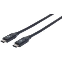 Manhattan USB-C to USB-C Cable, 1m, USB 3.2 Gen 2 (formerly USB 3.1 Gen 2), 10 Gbps, 3A Fast Charging, SuperSpeed+ USB, Black, Lifetime Warranty, Equivalent to USB31CC1M