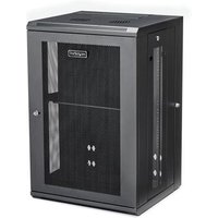 Startech 18U 19" Wall Mount Network Cabinet, 16" Deep Hinged Locking IT Network Switch Depth Enclosure, Assembled Vented Computer Equipment Data Rack with Shelf & Flexible Side Panels - 18U Vented Cabinet (RK1820WALHM) - rack enclosure cabinet - 18U