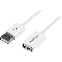StarTech 3m White USB 2.0 Extension Cable Cord - A to A - USB Male to Female Cable - 1x USB A (M), 1x USB A (F) - White, 3 meter (USBEXTPAA3MW) - USB extension cable - USB to USB - 3 m