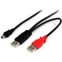 StarTech 6 ft USB Y Cable for External Hard Drive - USB A to mini B - USB cable - USB (M) to mini-USB Type B (M) - USB 2.0 - 6 ft - black - USB2HABMY6 - USB cable - USB to mini-USB Type B - 1.8 m