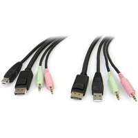 StarTech 6ft 4-in-1 USB DisplayPort® KVM Switch Cable w/ Audio & Microphone (DP4N1USB6) - video / USB / audio cable - 1.8 m