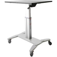 StarTech.com Mobile Standing Desk - Portable Sit Stand Ergonomic Height Adjustable Cart on Wheels - Rolling Computer/Laptop Workstation Table with Locking One-Touch Lift for Teacher/Student