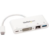 StarTech.com USB C Multiport Adapter - USB-C to DVI-D (Digital) Video Adapter with 60W Power Delivery Passthrough Charging, GbE, USB-A - Portable USB Type-C/Thunderbolt 3 Mini Laptop Dock