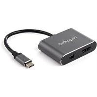 StarTech.com USB C Multiport Video Adapter - 4K 60Hz USB-C to HDMI 2.0 or Mini DisplayPort 1.2 Monitor Adapter - USB Type-C 2-in-1 Display Converter HDMI/MDP HBR2 HDR - TB3 Compatible