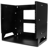 StarTech.com 2-Post 8U Open Frame Wall Mount Network Rack with Built-in Shelf Wall Mount Data Rack with Adjustable Depth for AV / Computer / IT Equipment Small Wall-Mount Server Rack - TAA Compliant