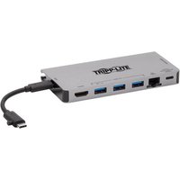 Tripp Lite U442-DOCK5D-GY USB-C Dock - 4K HDMI, USB 3.x (5Gbps), USB-A/C Hub Ports, GbE, Memory Card, 100W PD Charging, Detachable Cord