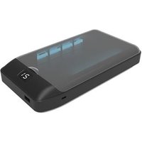 V7 UV Sterilizer with wireless charging 10W 2 UV-C Lamps 99.99% sterilization. Ideal for Smartphone up to 7" keys money face masks credit cards. Black 300 nm UV-C USB Type-C WEEE CE FCC China